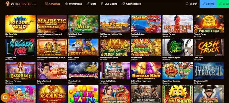 Emu Casino Games Preview